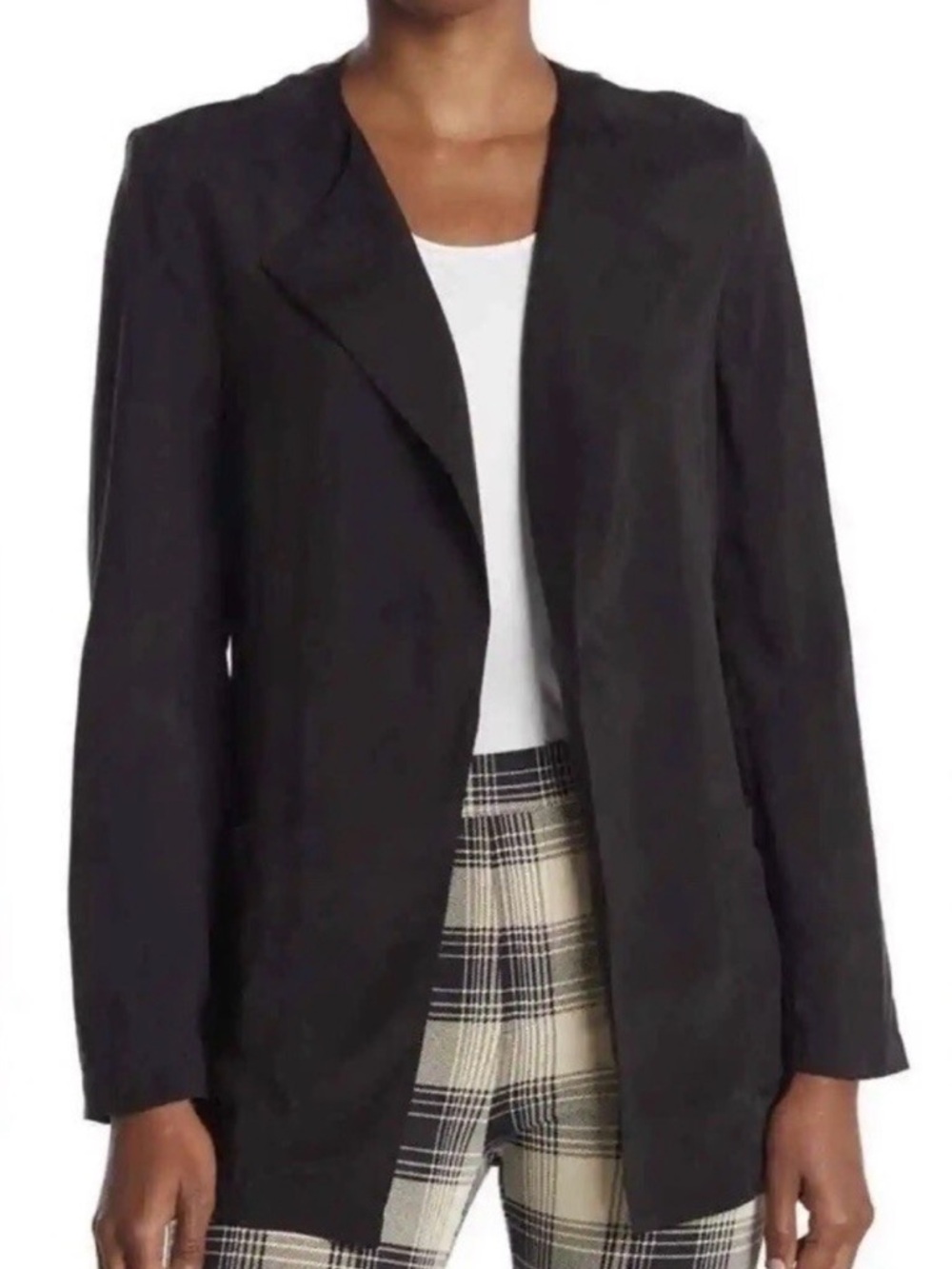 St. John Womens Black Sandwashed‎ 100% Cupro Wrap Jacket Size Medium NWT